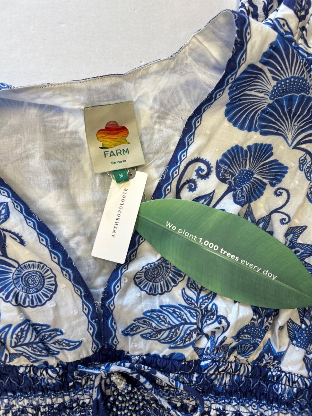 FARM RIO Shell Garden Maxi Dress Blue Motif Size Medium NWT - Picture 8 of 9